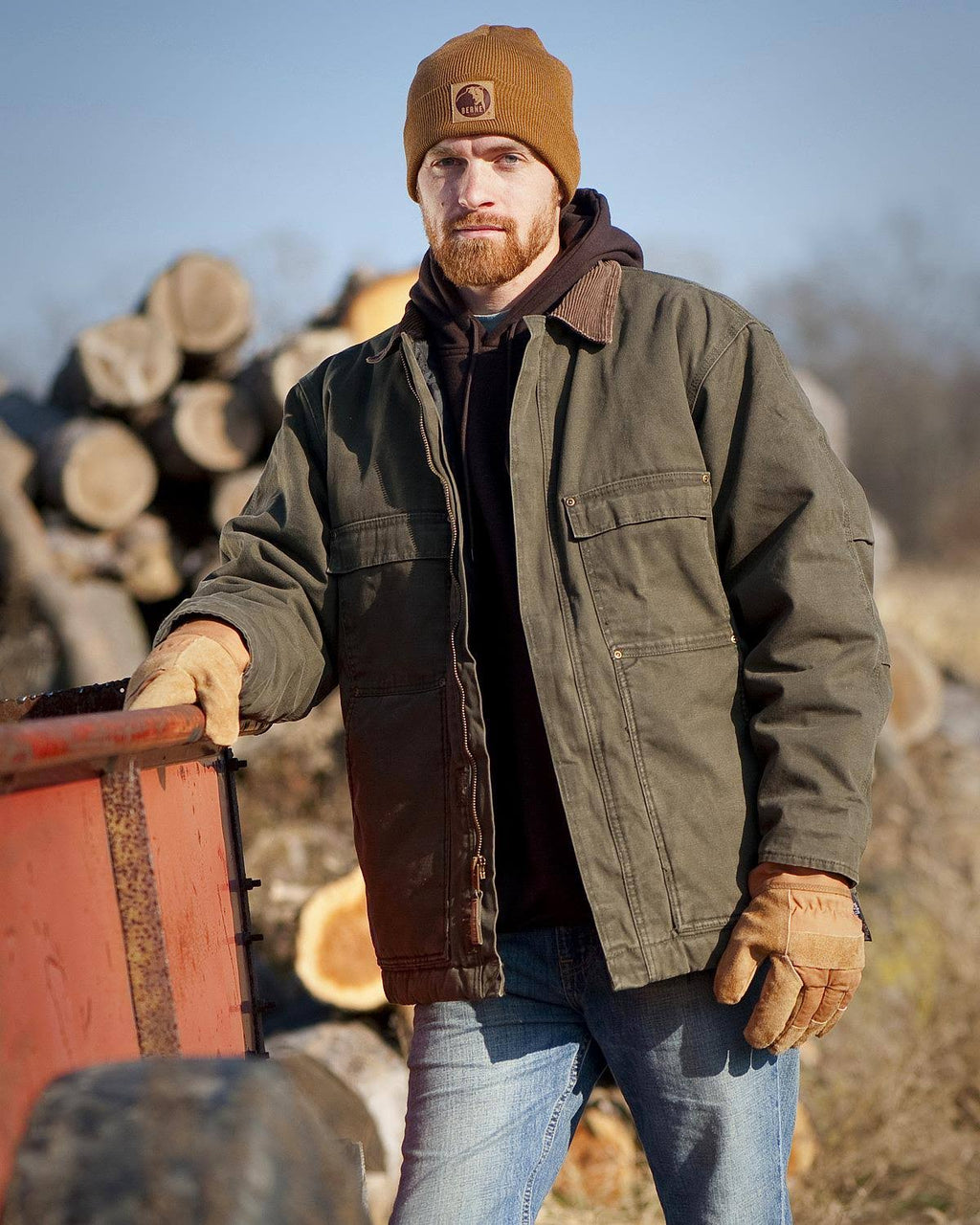 Washed Chore Coat Olive S Regular W7464