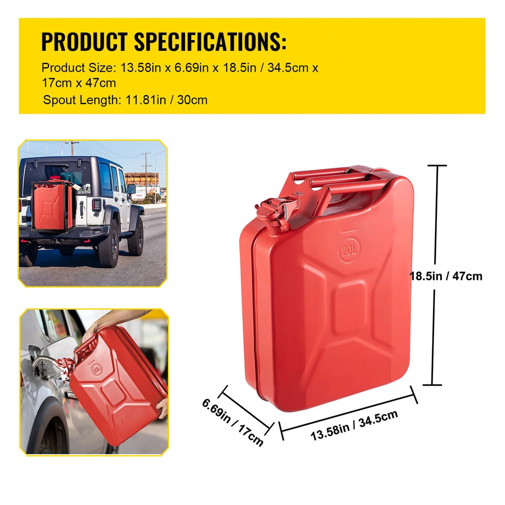 5.3 Gallon Portable Steel Fuel Can with Flexible Spout B420322