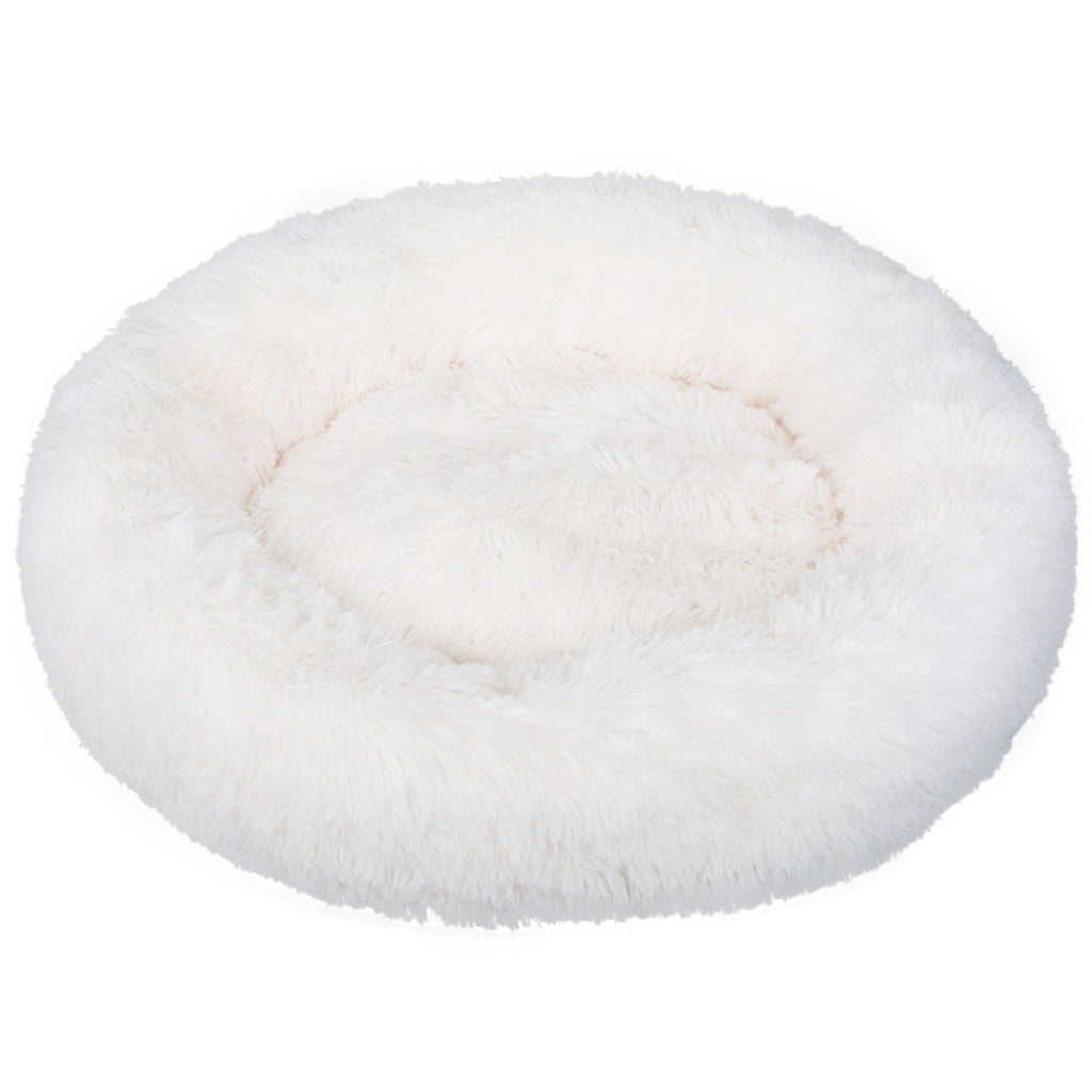 White Fauxfur Round Donut Pet Bed X159033