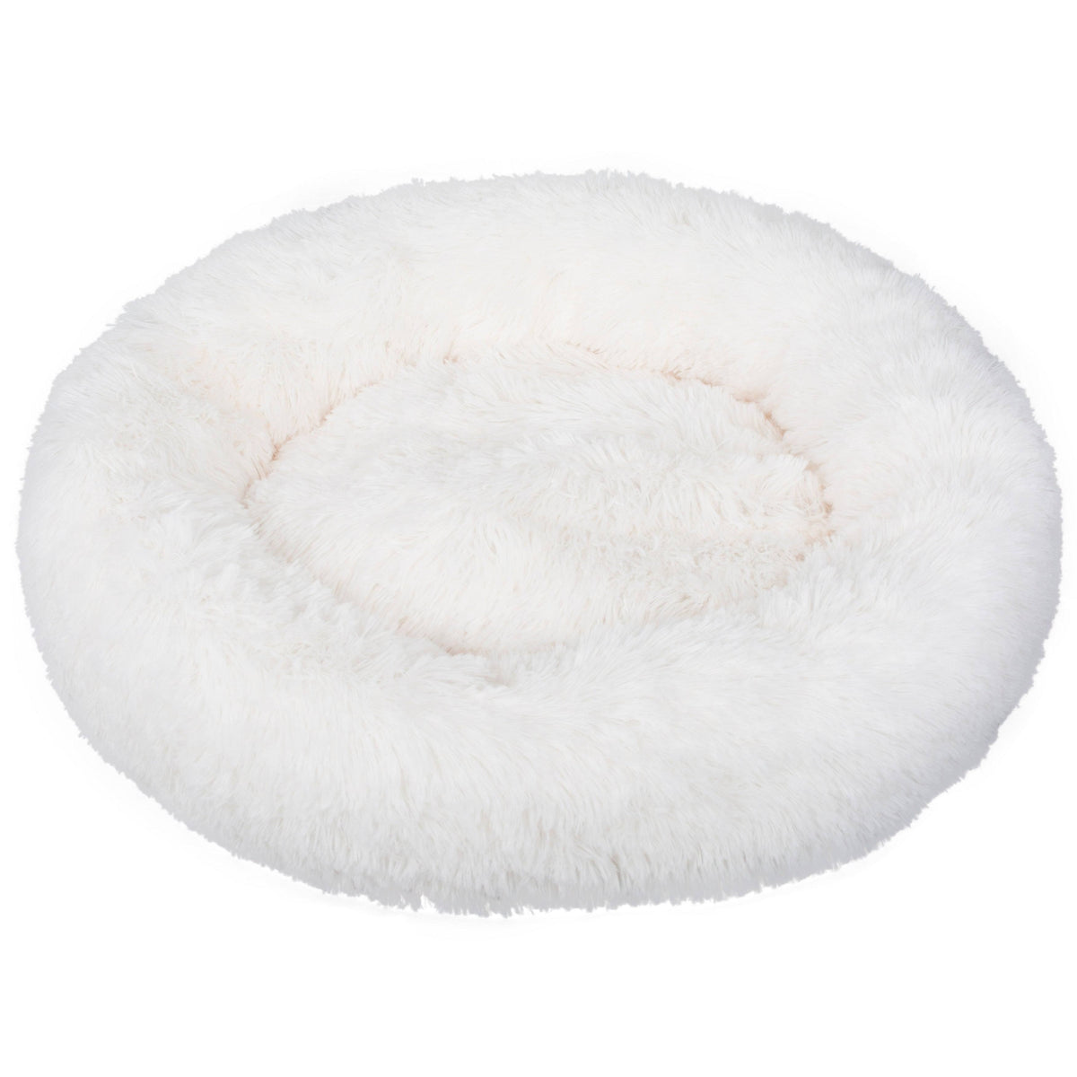 White Fauxfur Round Donut Pet Bed X159033
