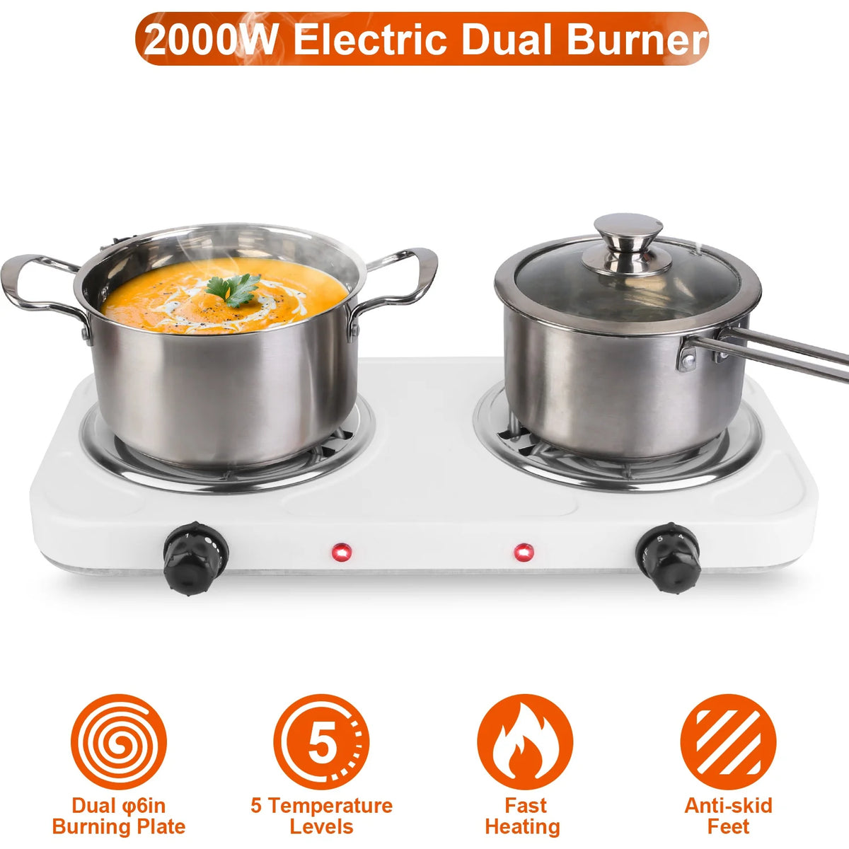 2000W Electric Double Burner U42326