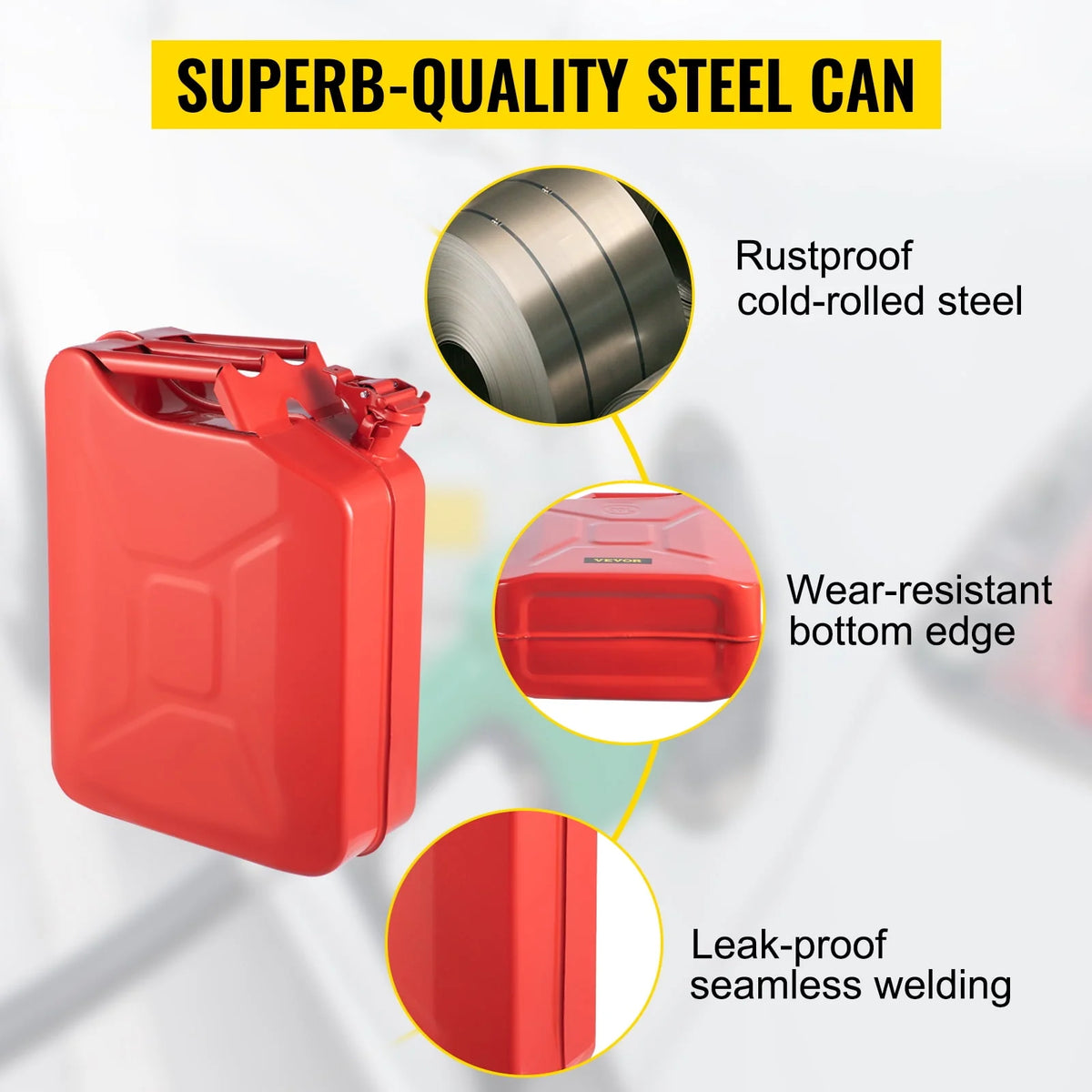 5.3 Gallon Portable Steel Fuel Can with Flexible Spout B420322