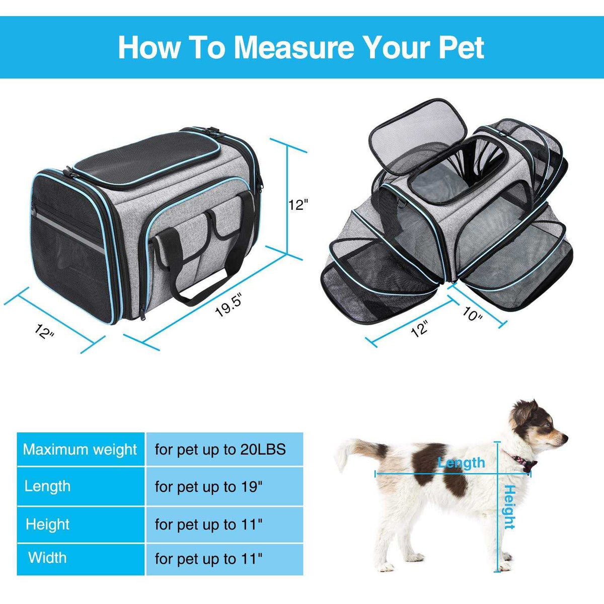 Soft Sided Collapsible Pet Carrier D9352