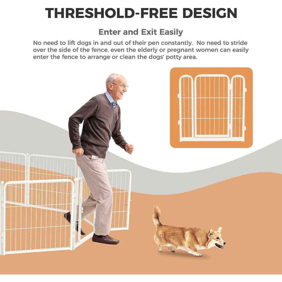 24 inch Dog Playpen with Silicone Foot Pads W1906