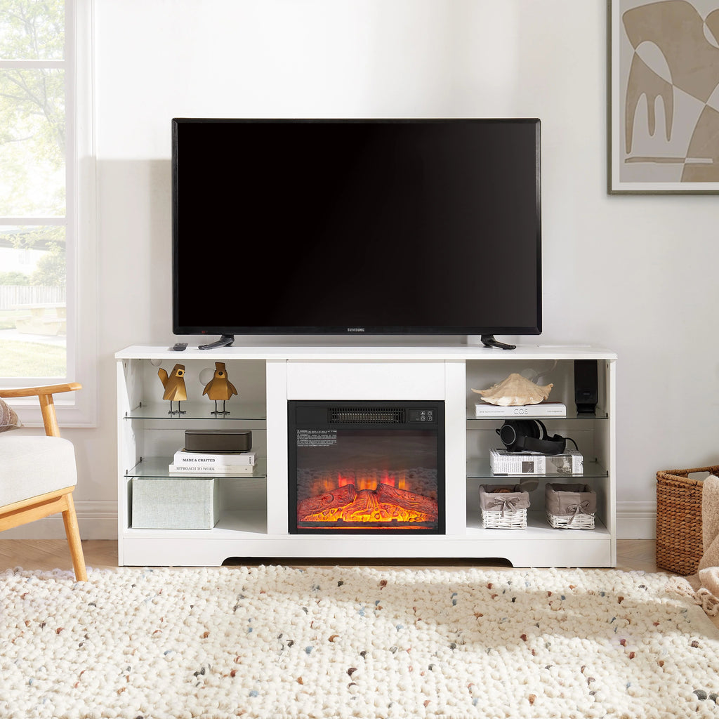 Brown 58 TV Stand with Fireplace C343342