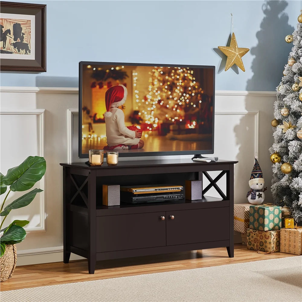 Espresso TV Stand with Storage and 2 Doors G6521