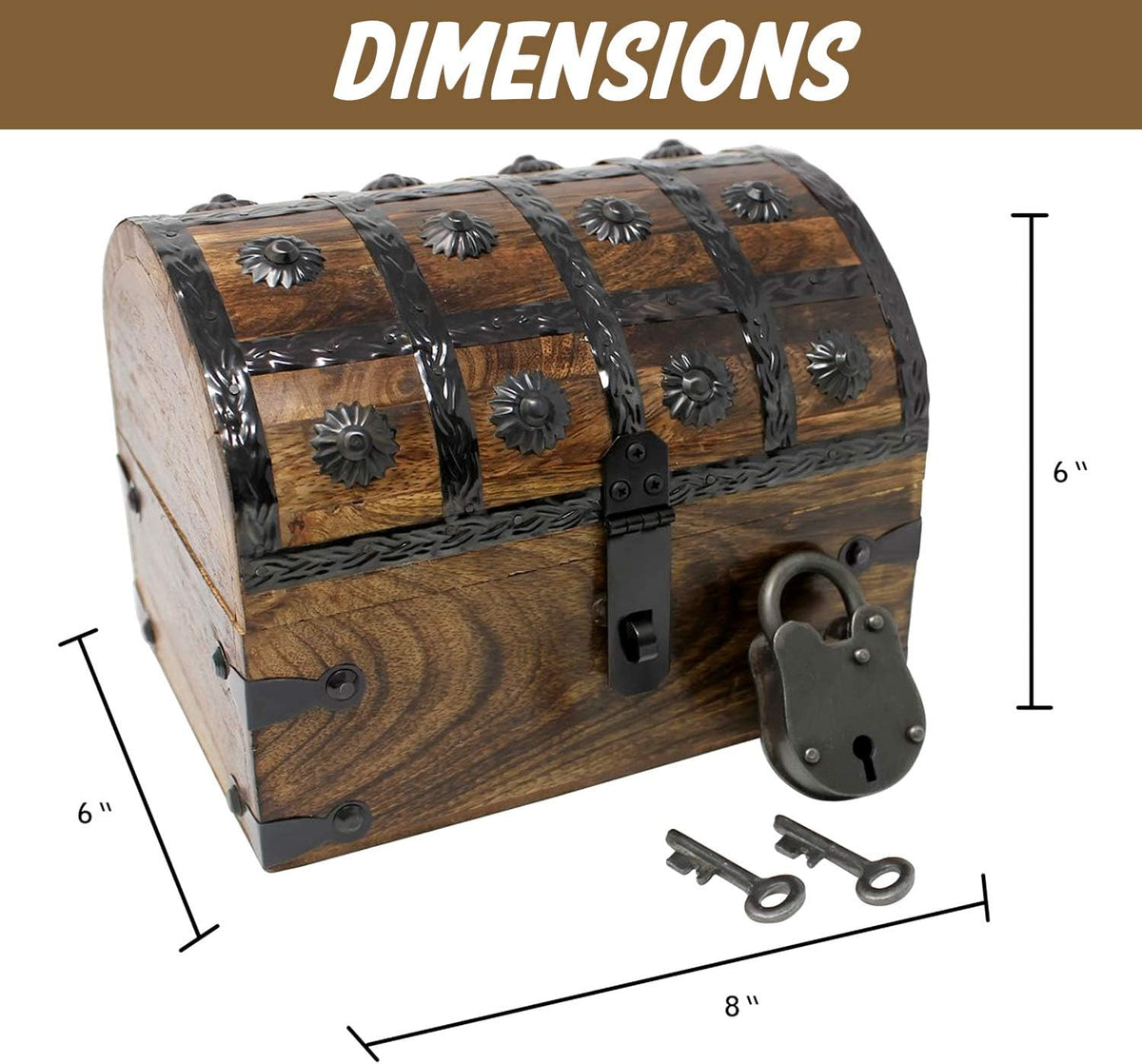 Pirate Treasure Chest with Iron Lock and Skeleton Key X74745