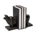 Black Cast Aluminum Bull Bookends Set of 2 F835