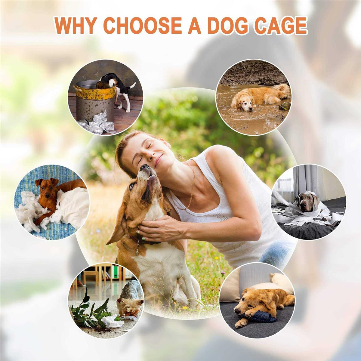 Double Door Folding Metal Wire Dog Crate with Tray U8304