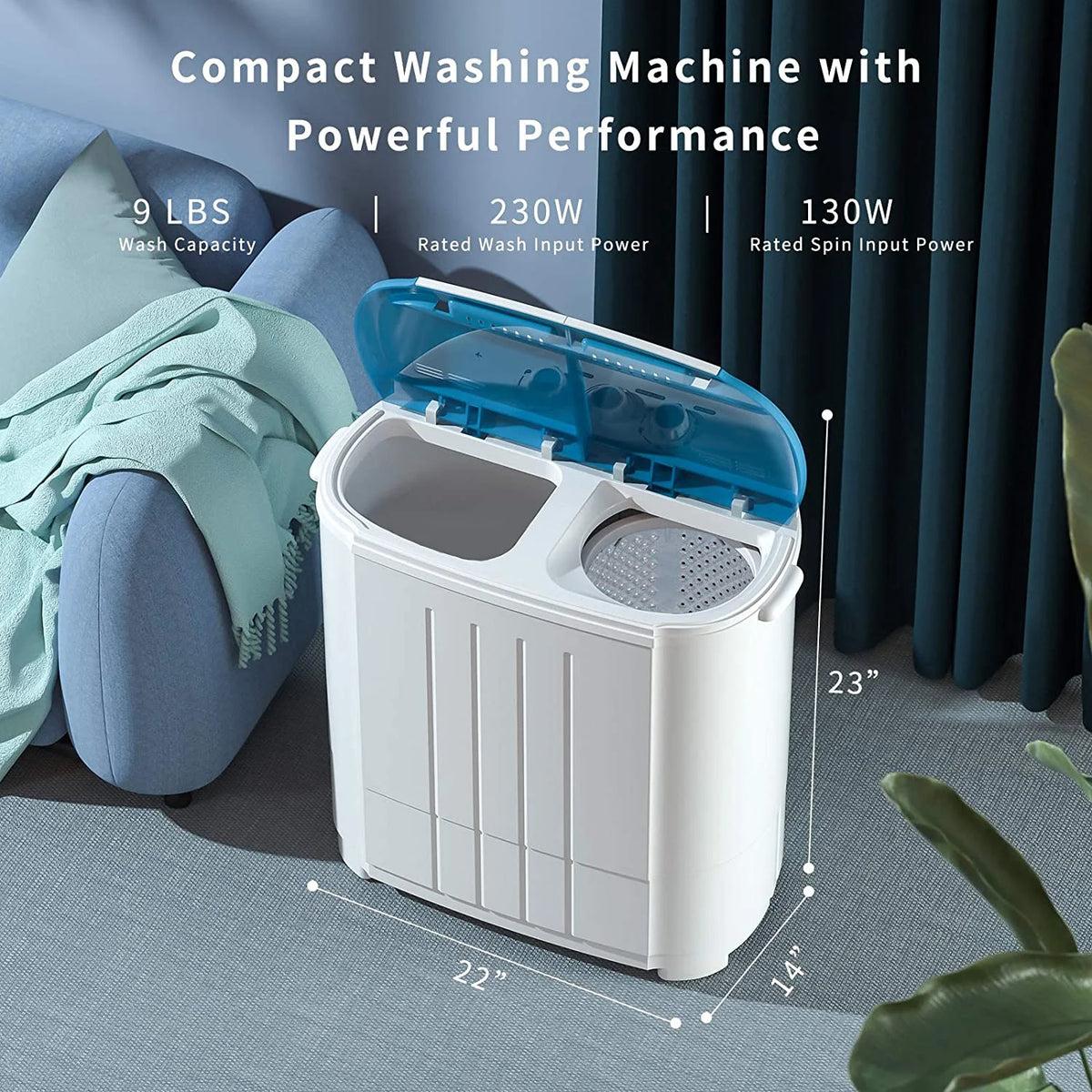 Portable 14lbs Twin Tub Compact Semi-Automatic Washer Spinner Combo I517