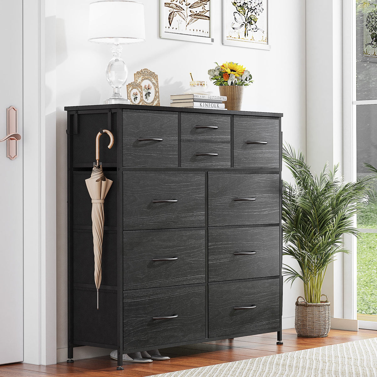 Brown 10 Drawer Fabric Dresser H81908