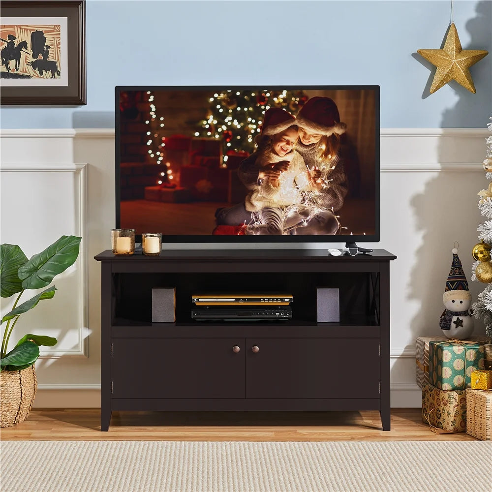 Espresso TV Stand with Storage and 2 Doors G6521