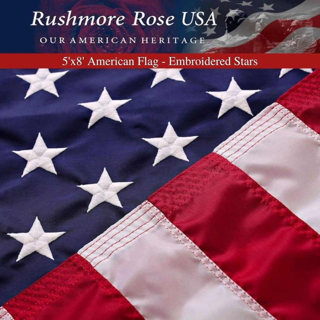 American Flag 5x8 ft Embroidered Stars and Stitched Stripes W3834