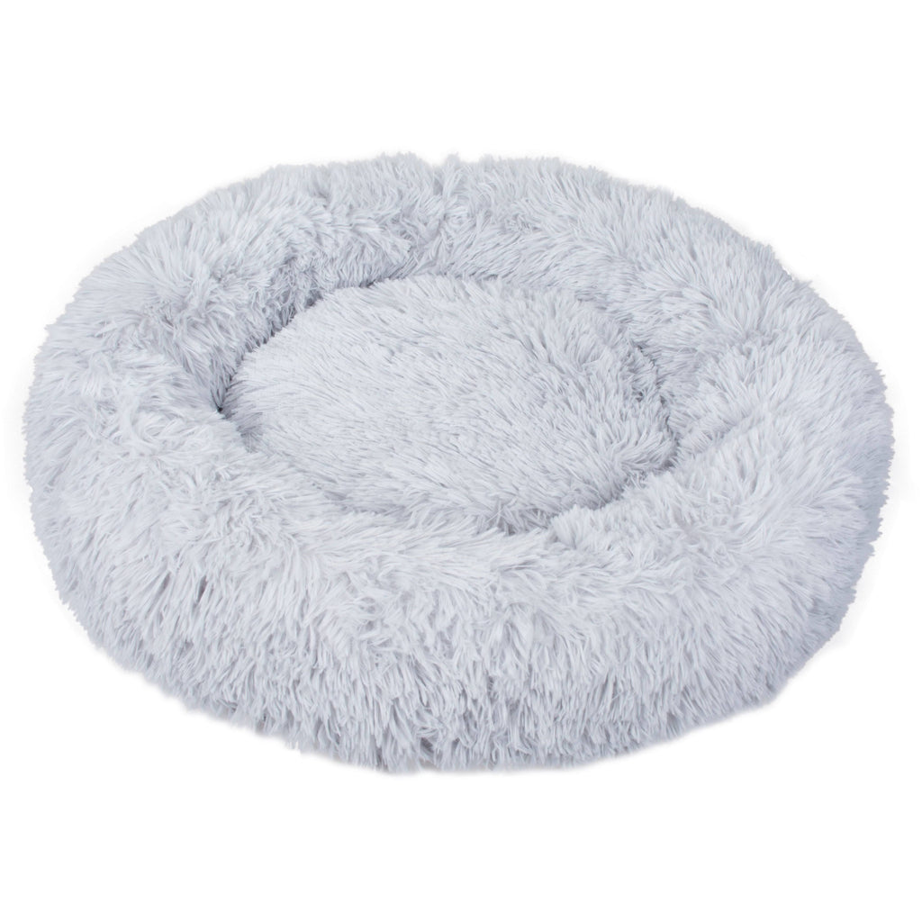 White Fauxfur Round Donut Pet Bed X159033