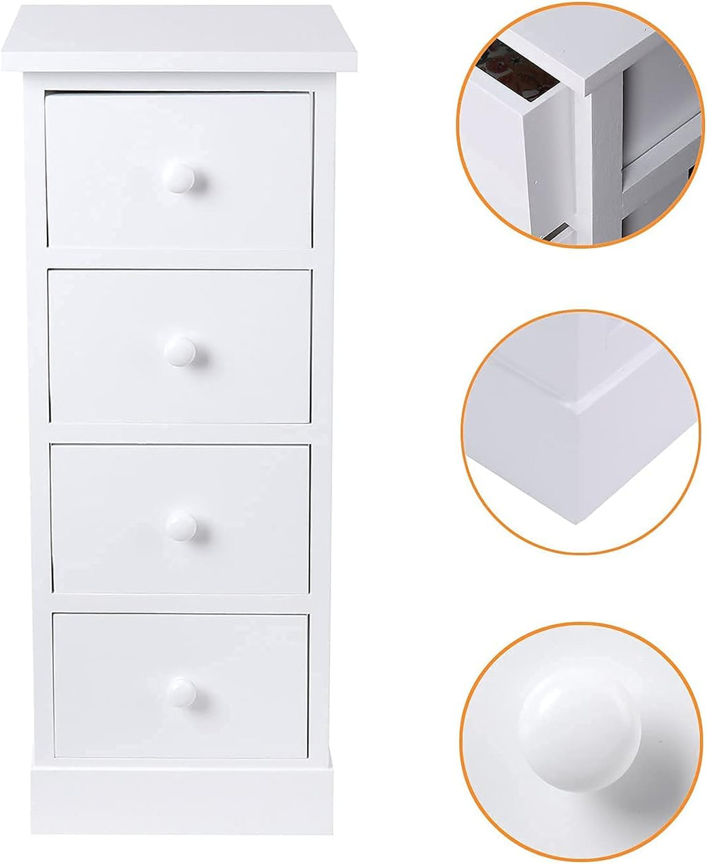 White 4 Drawer Wooden Bathroom Storage Cabinet T545540