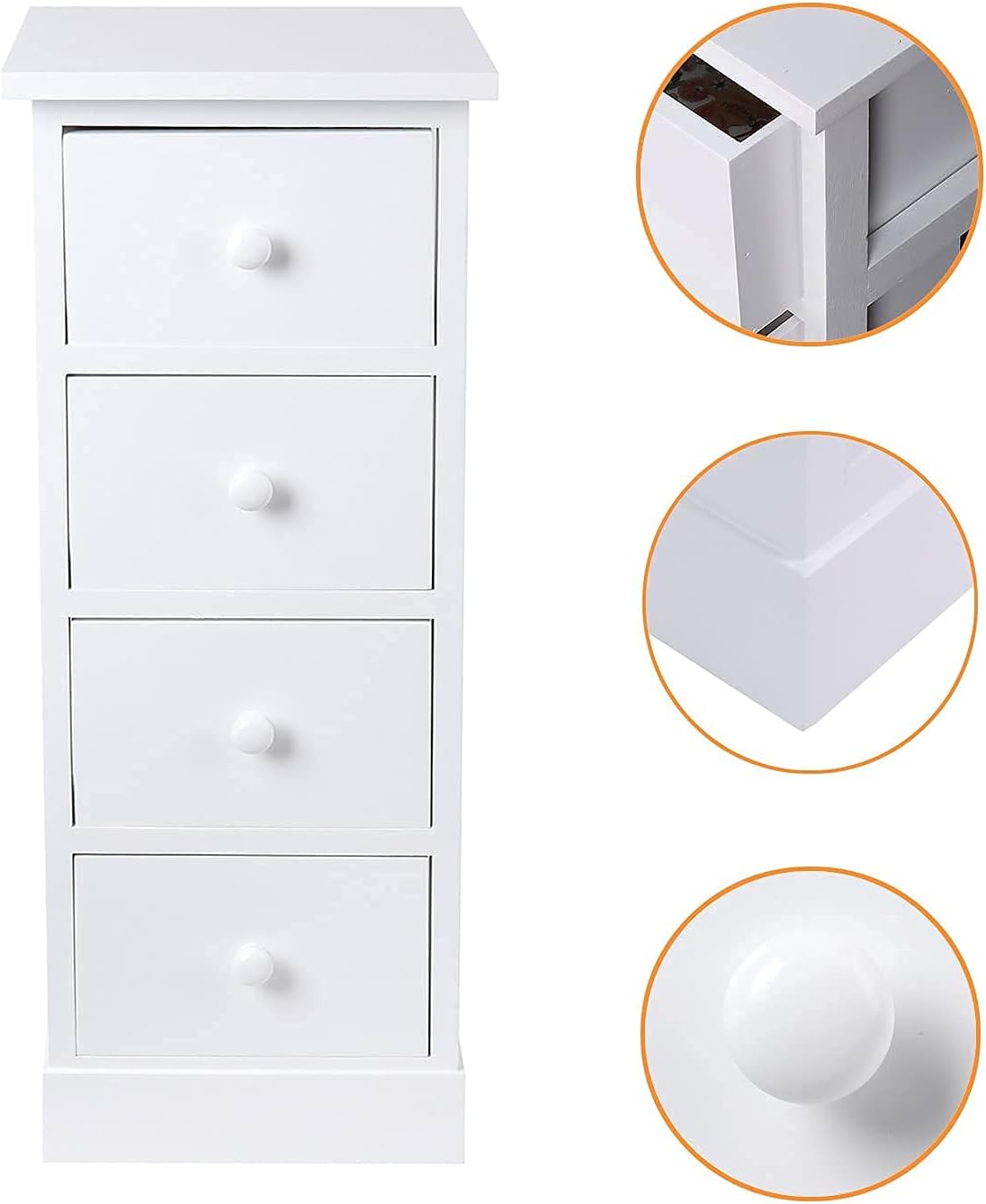 White 4 Drawer Wooden Bathroom Storage Cabinet T545540