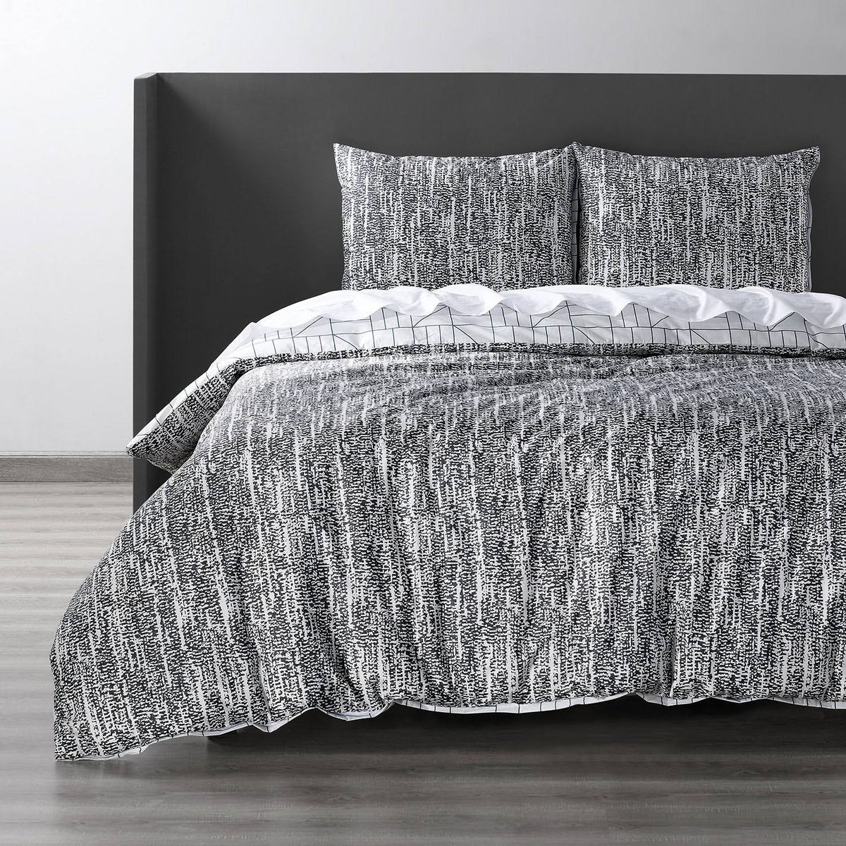 Blue Cotton Percale Reversible Duvet Cover Set Queen P81417