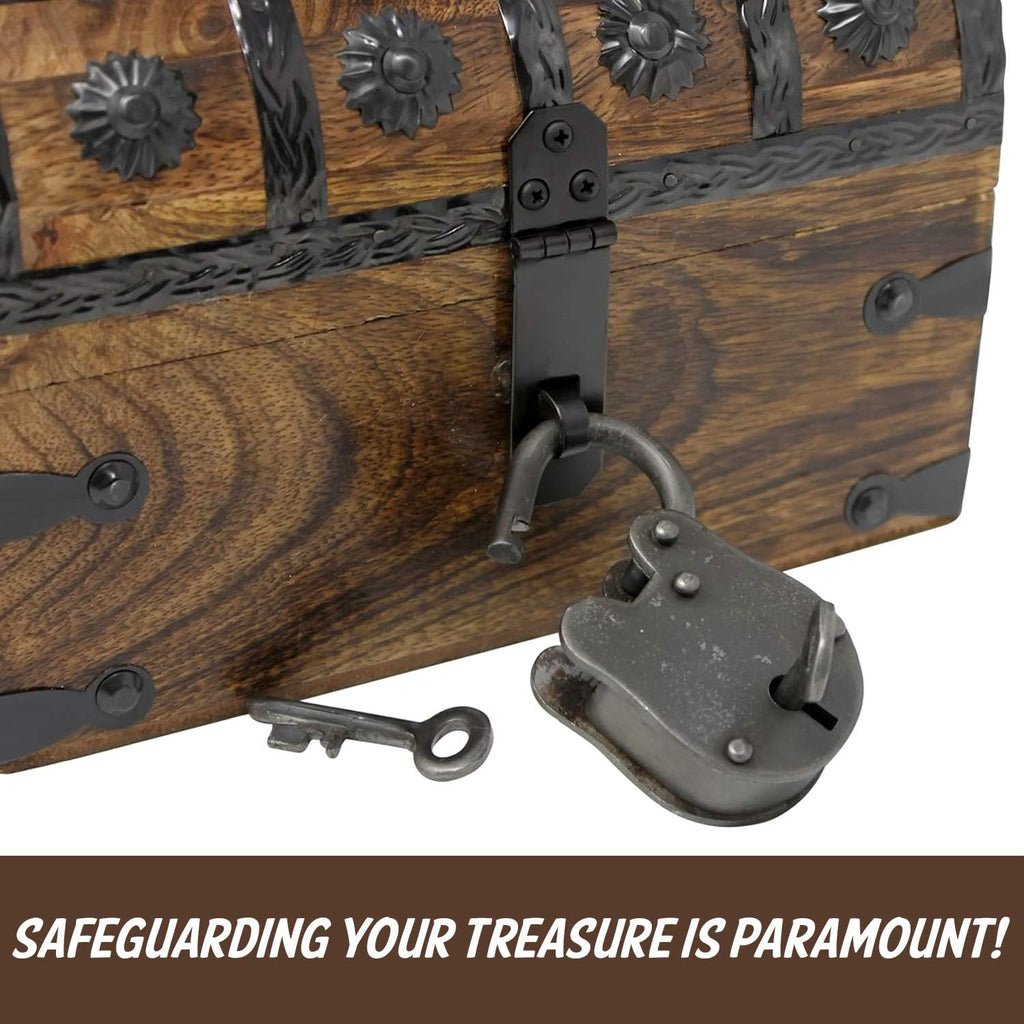 Pirate Treasure Chest with Iron Lock and Skeleton Key X74745