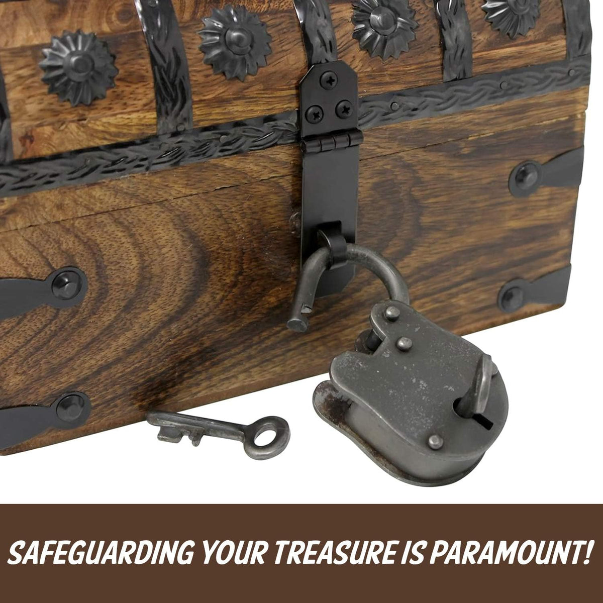 Pirate Treasure Chest with Iron Lock and Skeleton Key X74745