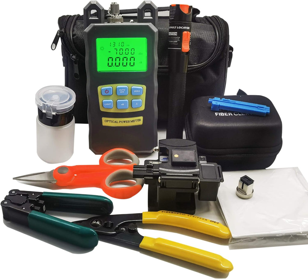 FTTH Fiber Cold Connection Tool Kit with Fiber Cleaver Visual Fault Locator Optical Power Meter O97299