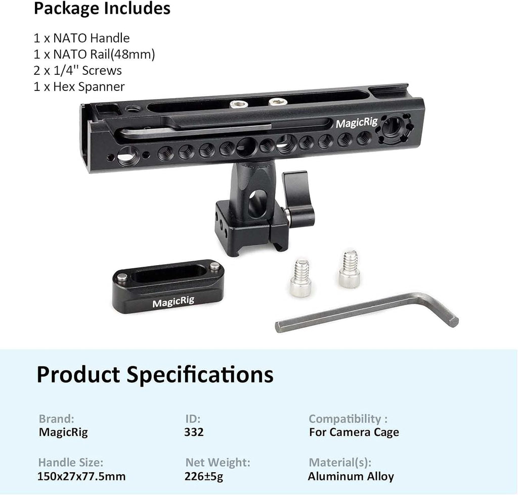 Rubber Top Handle with NATO Rail and 3-Cold Shoe W7166
