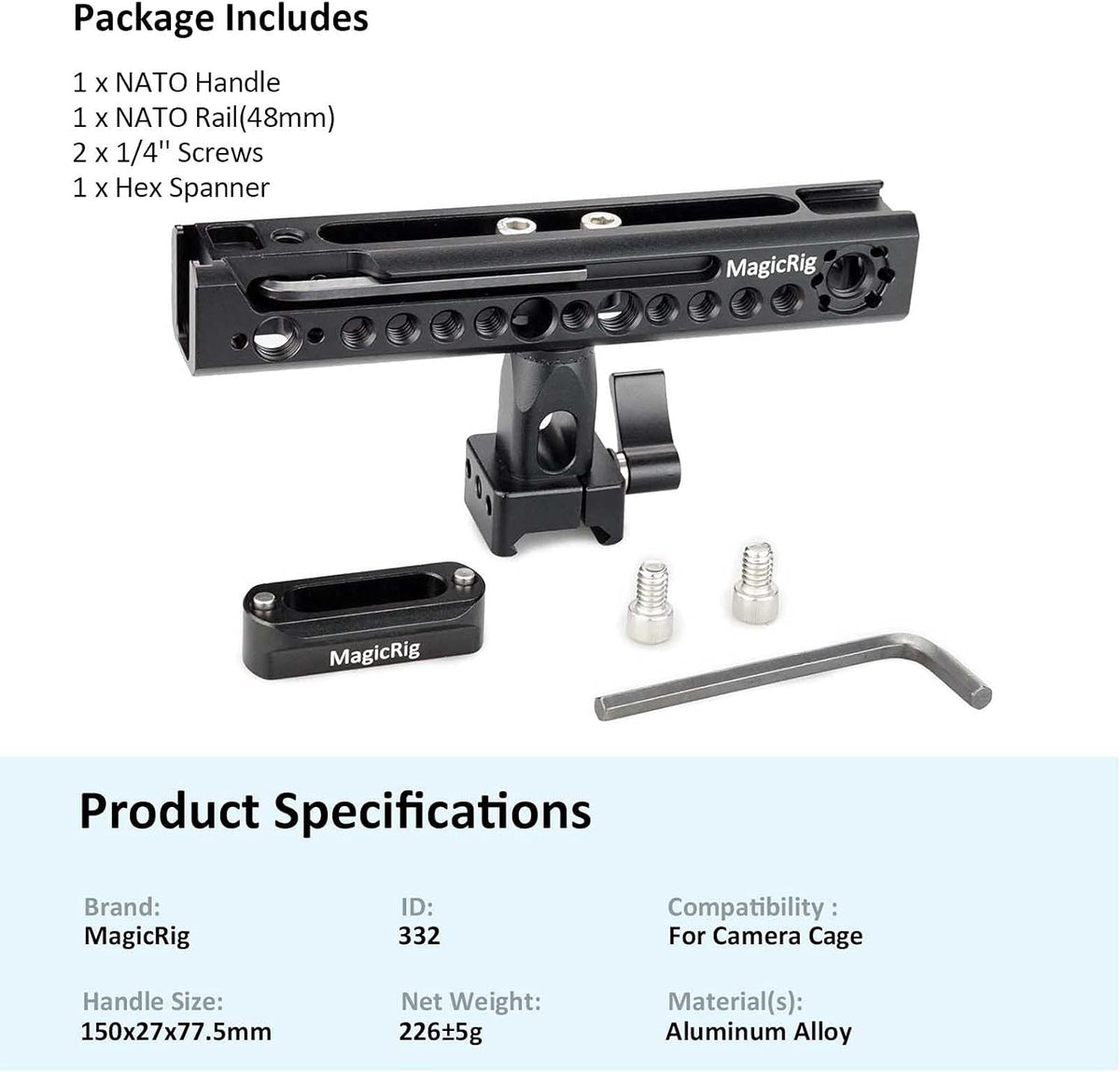 Rubber Top Handle with NATO Rail and 3-Cold Shoe W7166