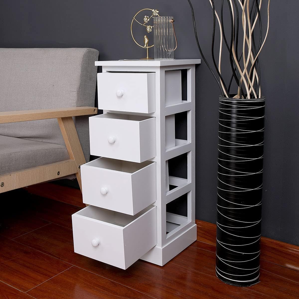 White 4 Drawer Wooden Bathroom Storage Cabinet T545540