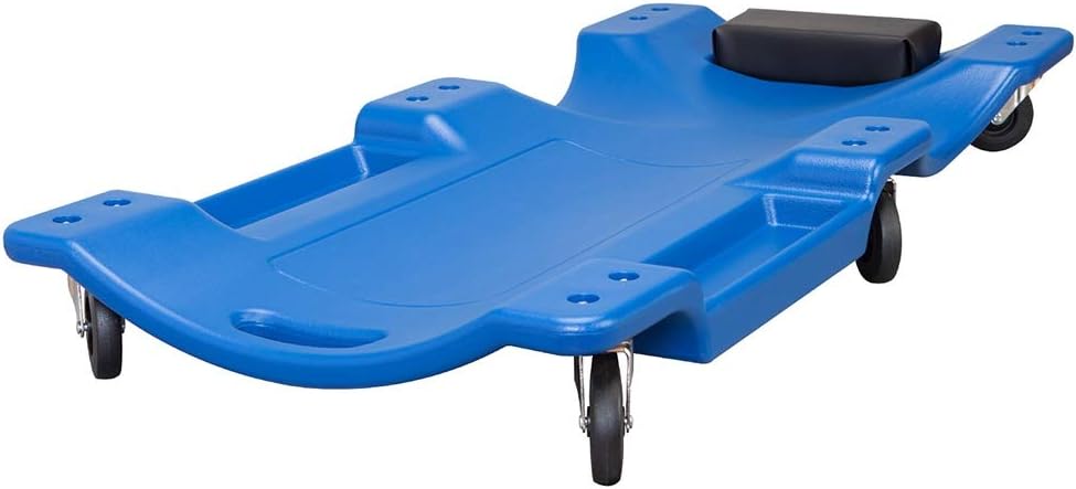 Black Blow Molded Plastic Rolling Creeper with Padded Headrest G40640