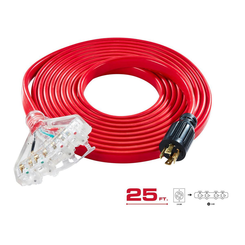 25 ft. 30 Amp 125/250V 4-Outlet Generator Extension Cord W37007