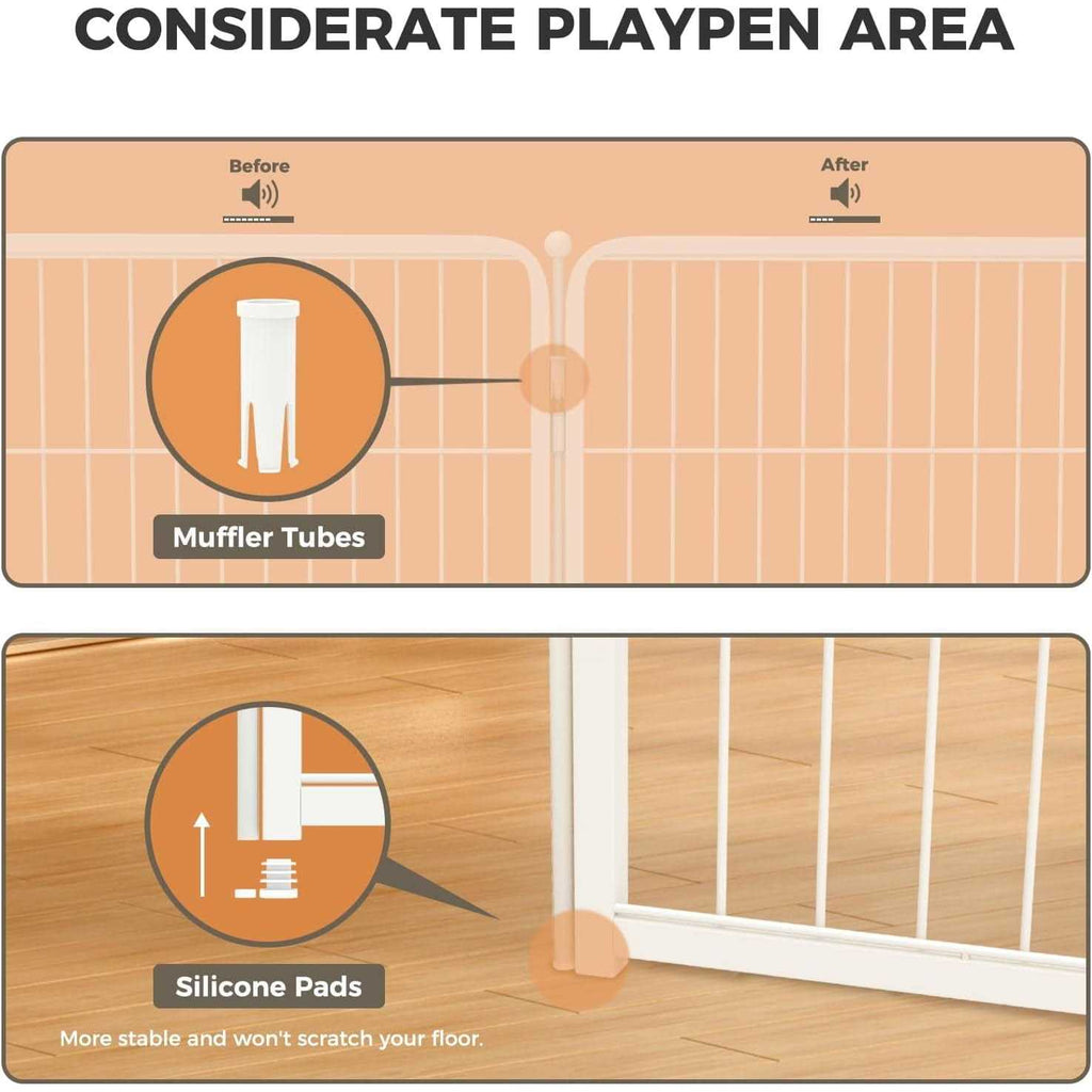 24 inch Dog Playpen with Silicone Foot Pads W1906