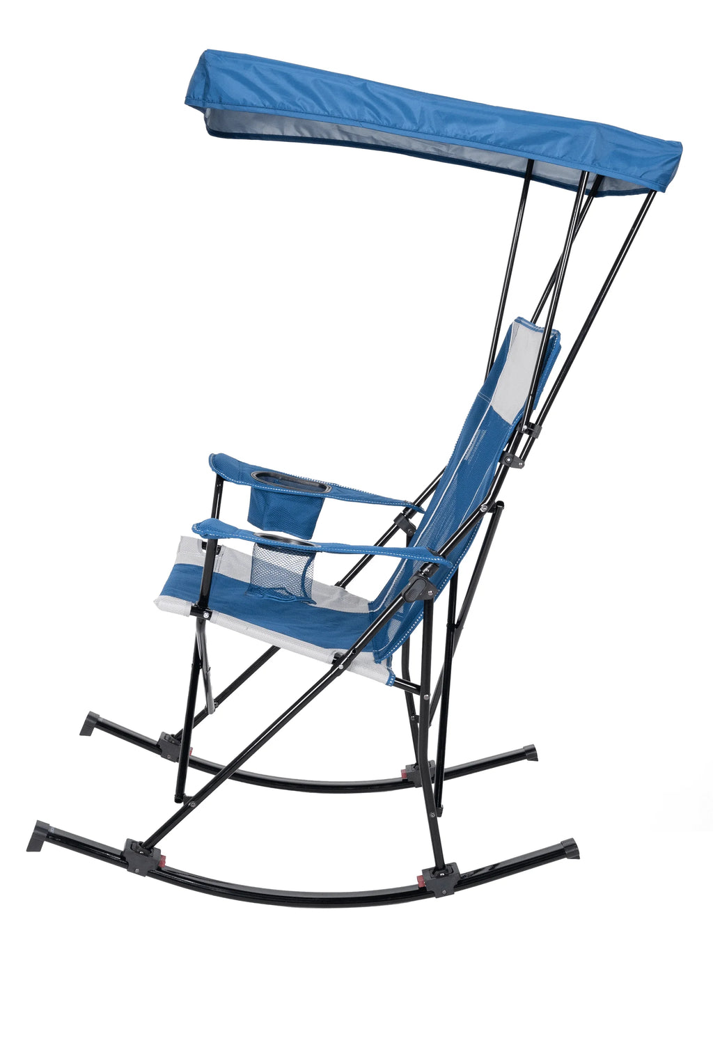 Blue and Grey Mesh Rocking Camp Chair with Canopy O294075