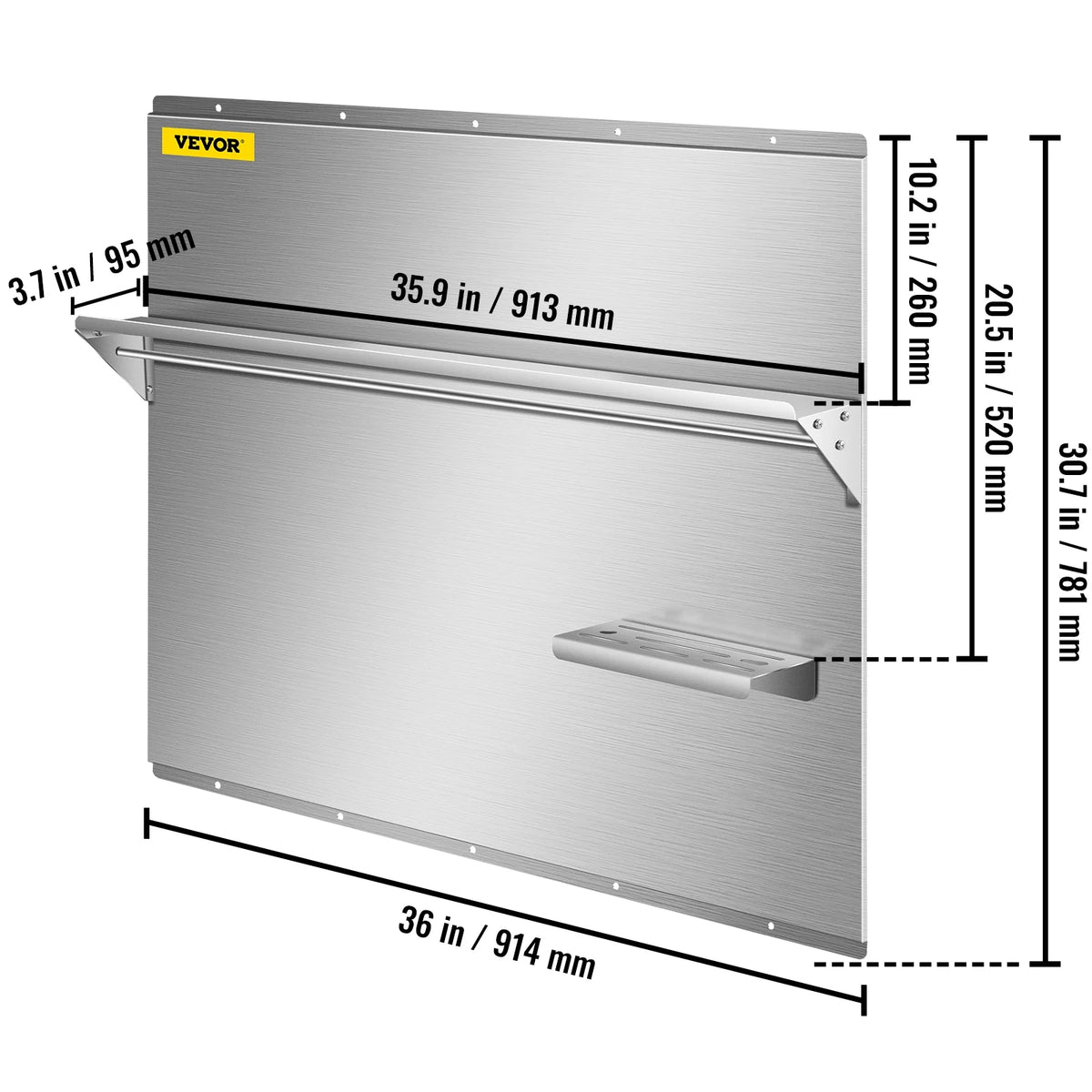 Stainless Steel Range Backsplash with Shelf M123770
