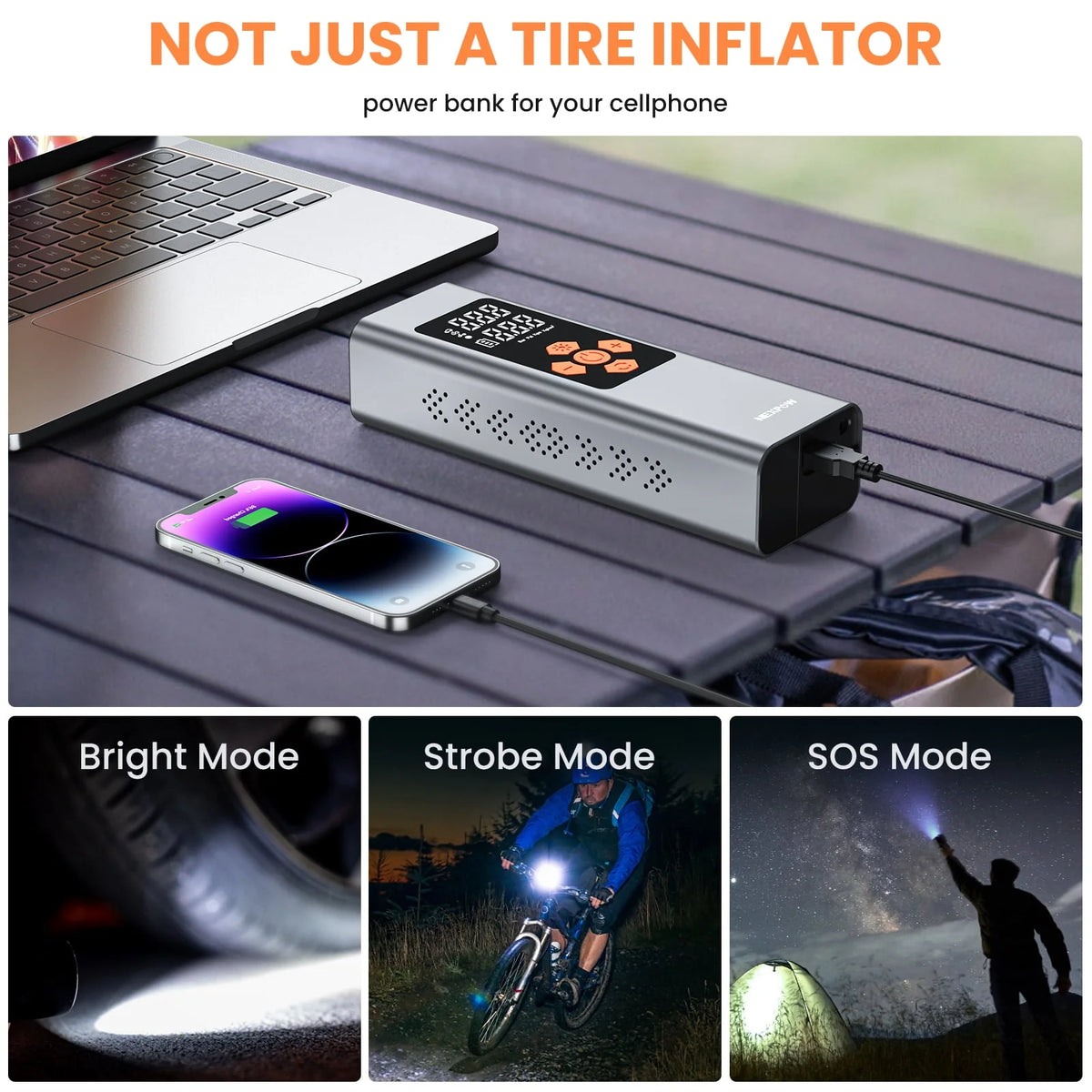 Cordless 150PSI Portable Air Compressor with Digital Dual Screen V540995