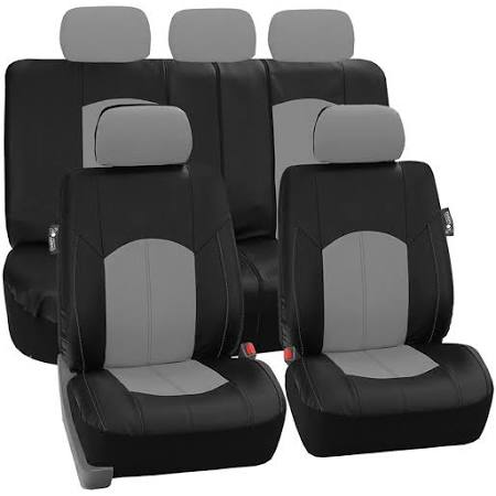 Black Perforated Leatherette Full Set Car Seat Covers K5260