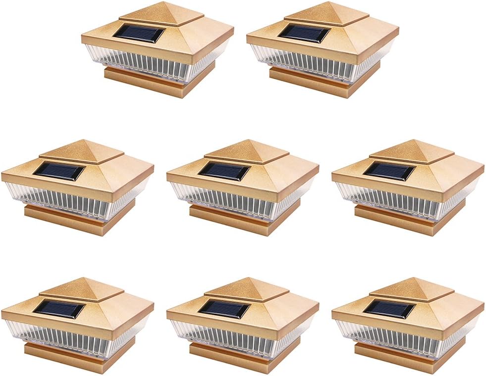 8 Pack Silver Solar 5-LED Post Deck Cap Square Fence Light C216