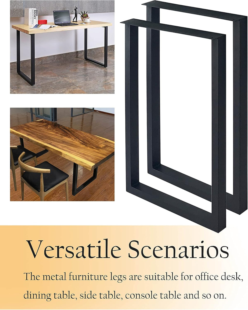 28'' Height 17.7'' Wide Black Metal Table Legs 2 PCS I491386