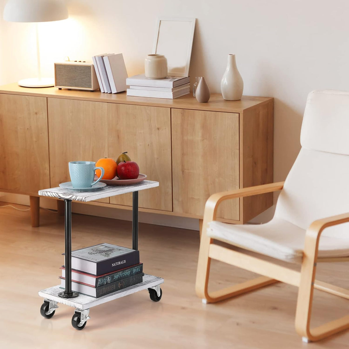 Narrow End Table with Wheels O996789