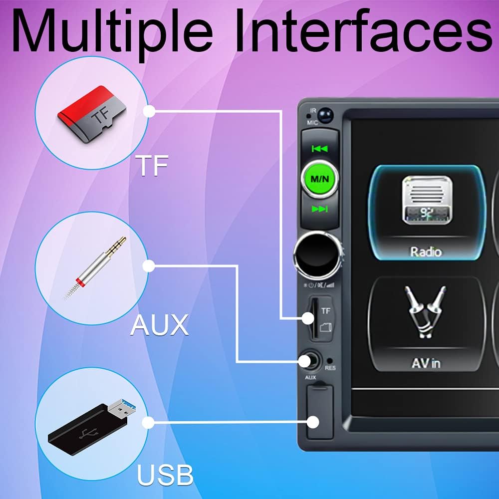 Double Din Car Stereo with CarPlay Android Auto Bluetooth 7 Inch Touch Screen Backup Camera J69380