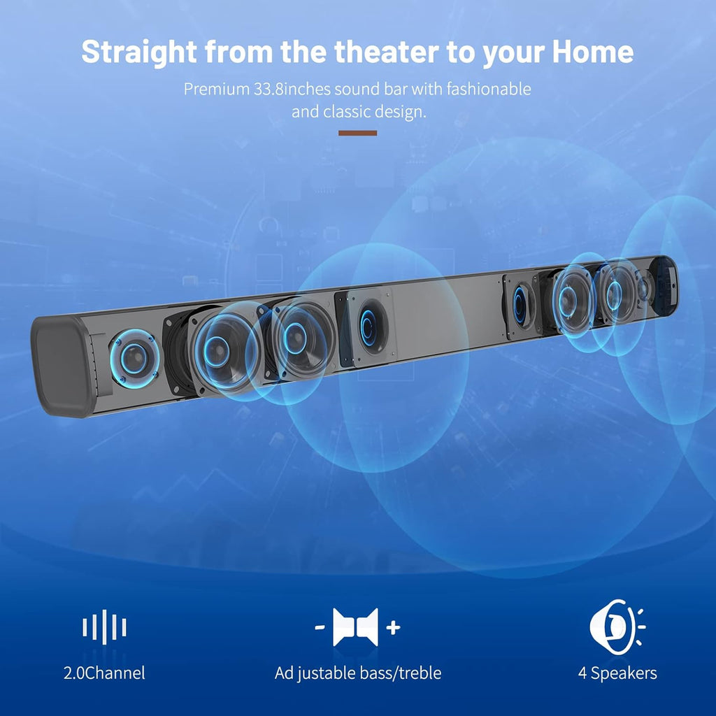 100W Wireless TV Sound Bar with HDMI-ARC X47872