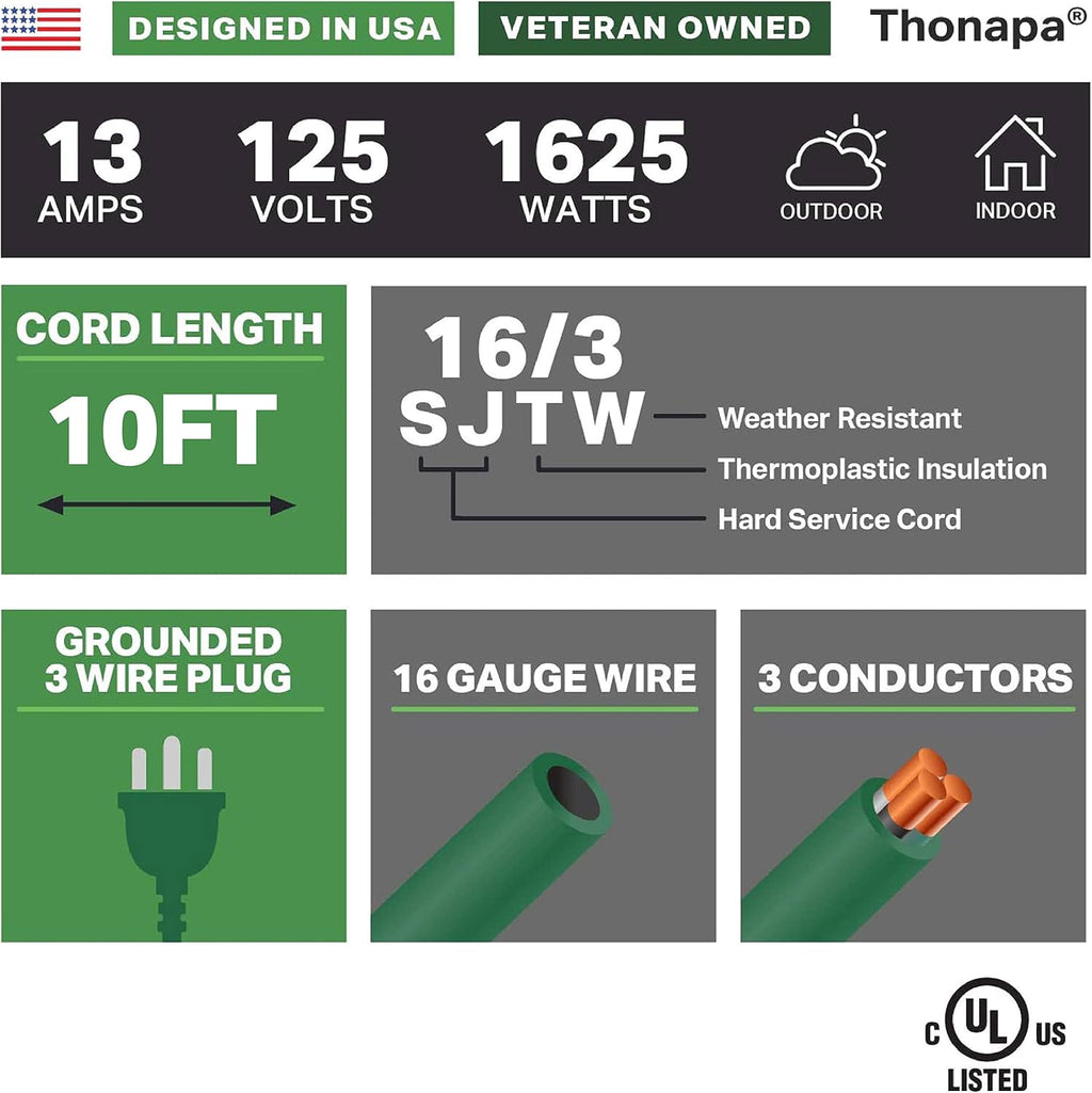 100 Ft Outdoor Extension Cord 16/3 Green T504770