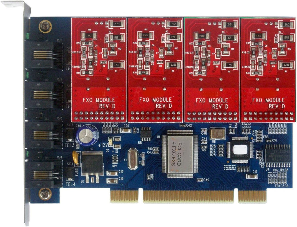 4 Port Analog FXO Card with 4 FXO Modules PCI V780711