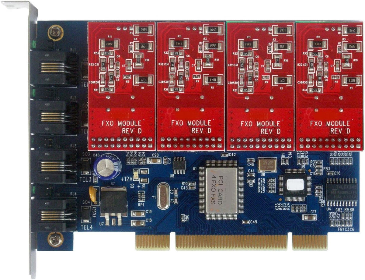 4 Port Analog FXO Card with 4 FXO Modules PCI V780711