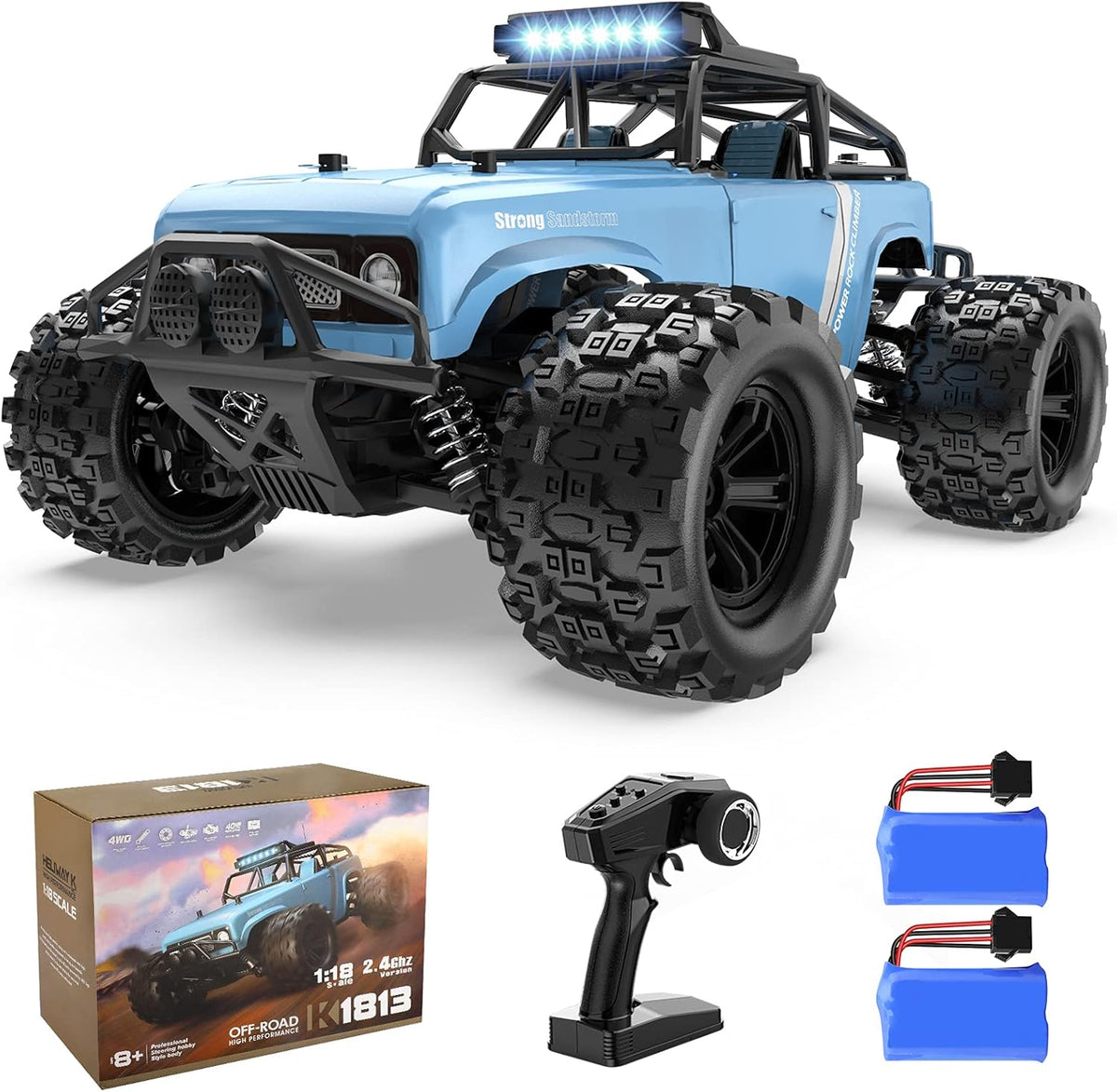 40 Km/h High Speed 1:18 Scale 4wd Off Road Rc Truck with 2 Rechargeable Batteries Z51496