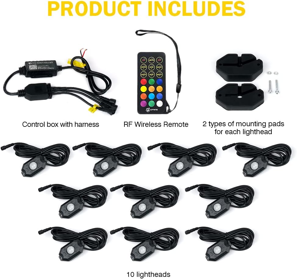 Multicolor LED Rock Lights Kit with Bluetooth Remote, 8 Pods J4492