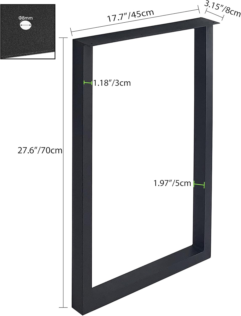 28'' Height 17.7'' Wide Black Metal Table Legs 2 PCS I491386