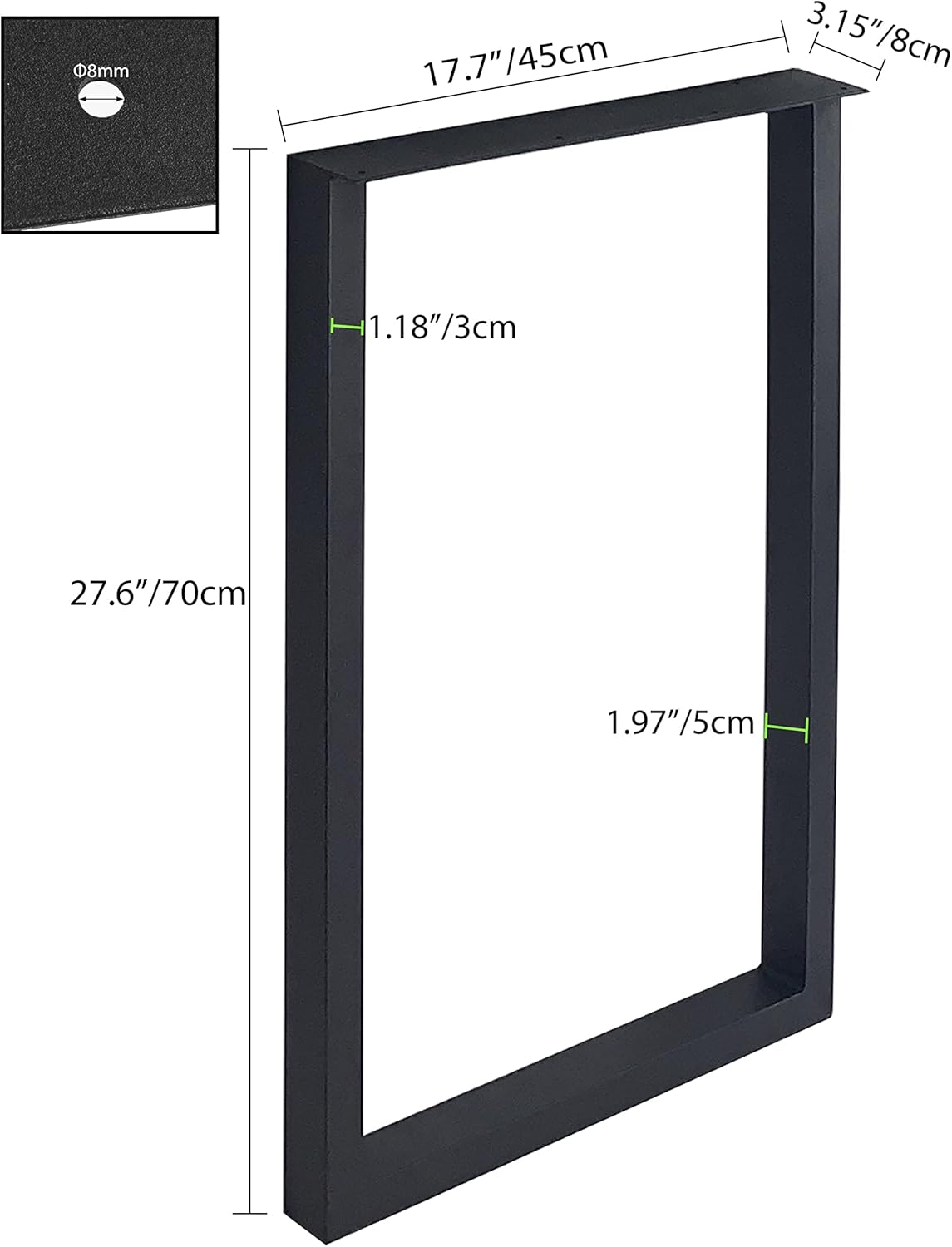 28'' Height 17.7'' Wide Black Metal Table Legs 2 PCS I491386