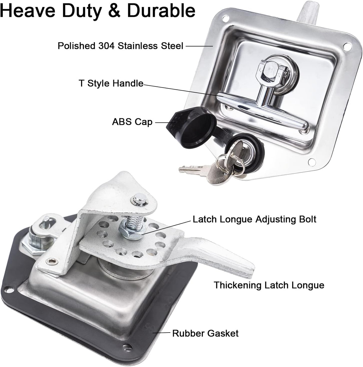 4 Pack Stainless-Steel T Handle Lock with Gasket and Keys Y716