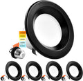 4 Inch LED Recessed Can Lights, Color Selectable Dimmable Black Trim (4 Pack) B15274