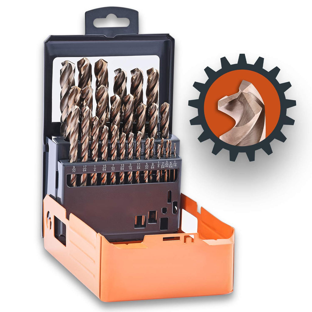 29 Pc HSS Cobalt Drill Bits Set 1/16 to 1/2 J220