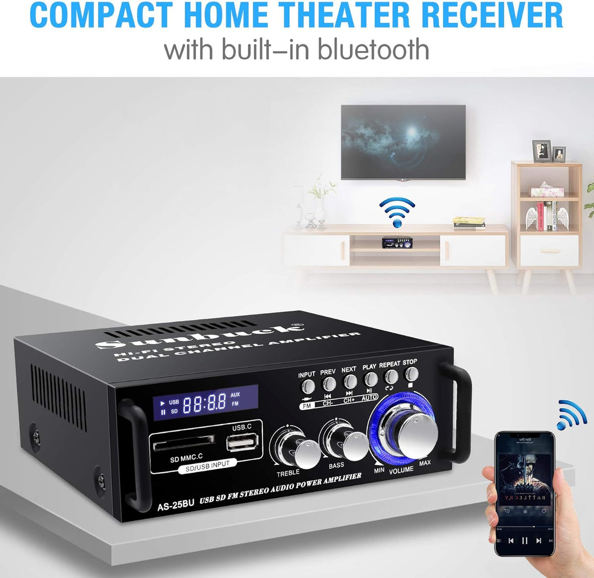 180W Wireless Bluetooth Stereo Amplifier U508077